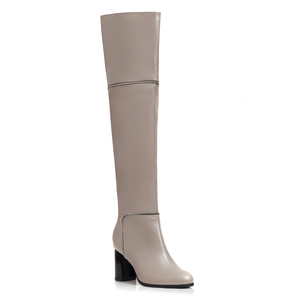 Cizme Piele Crem Inalte Mela C11 - orice culoare