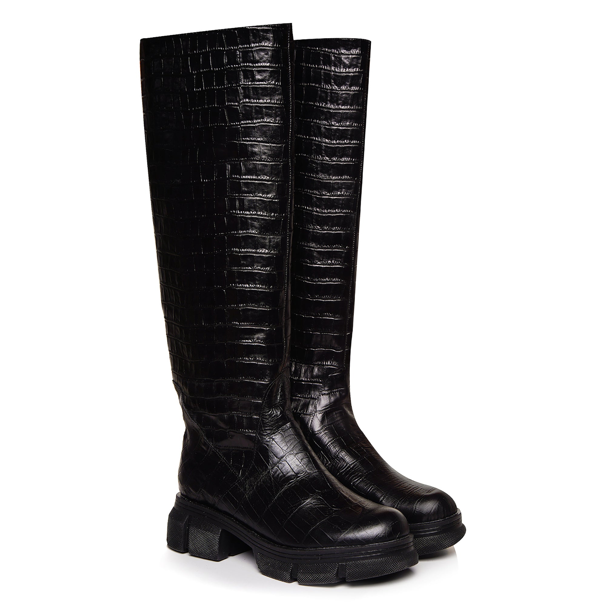 Cizme Talpa Bocanc Piele Croco Negru Artemis C10 - orice culoare