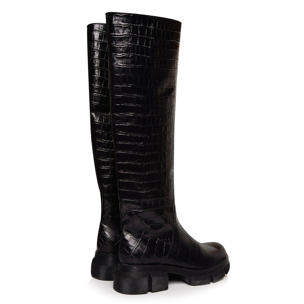 Cizme Talpa Bocanc Piele Croco Negru Artemis C10 - orice culoare