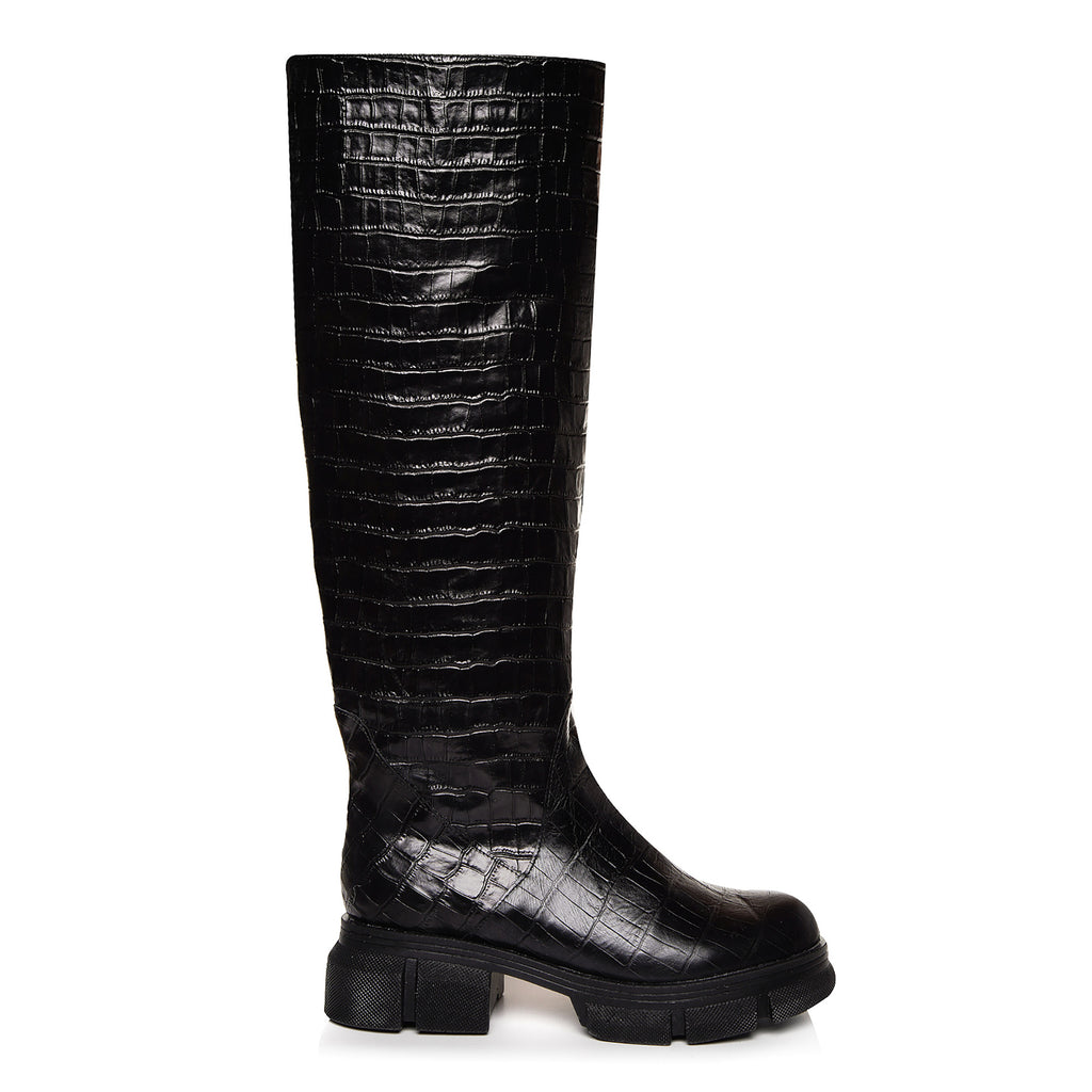 Cizme Talpa Bocanc Piele Croco Negru Artemis C10 - orice culoare