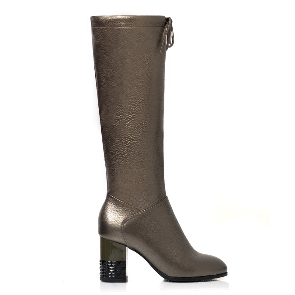 Cizme Piele Gri Metalizat Anais C17 - orice culoare