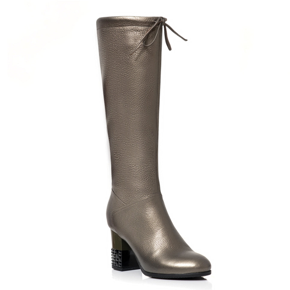Cizme Piele Gri Metalizat Anais C17 - orice culoare