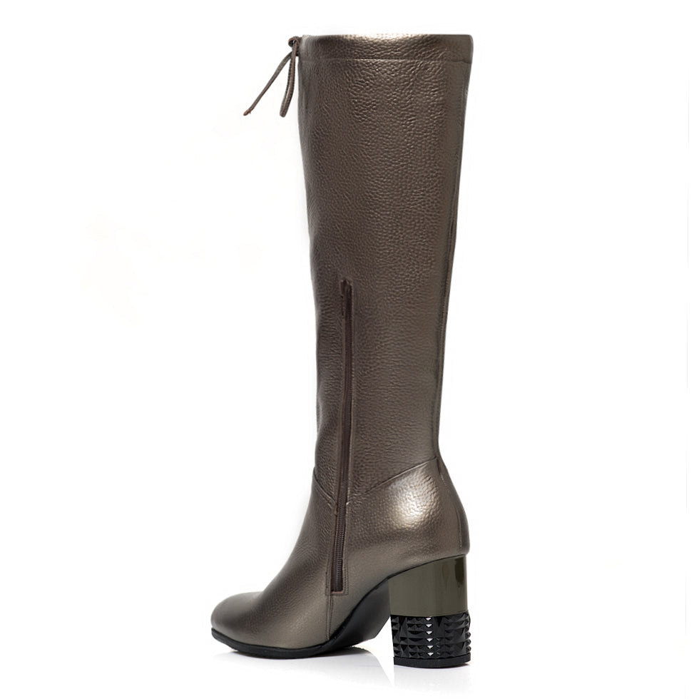 Cizme Piele Gri Metalizat Anais C17 - orice culoare