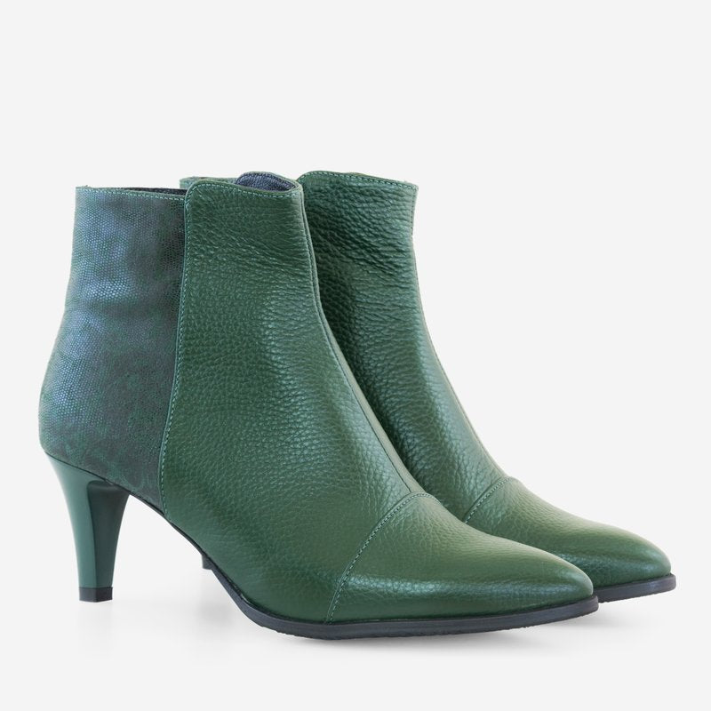 Botine Stiletto Piele Verde Comod D26 - Orice Culoare
