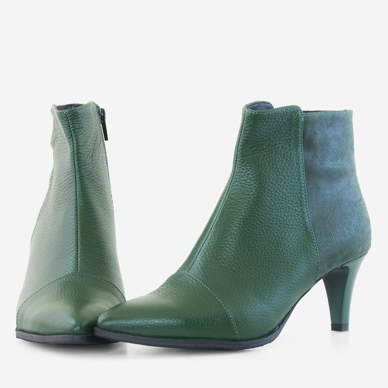 Botine Stiletto Piele Verde Comod D26 - Orice Culoare