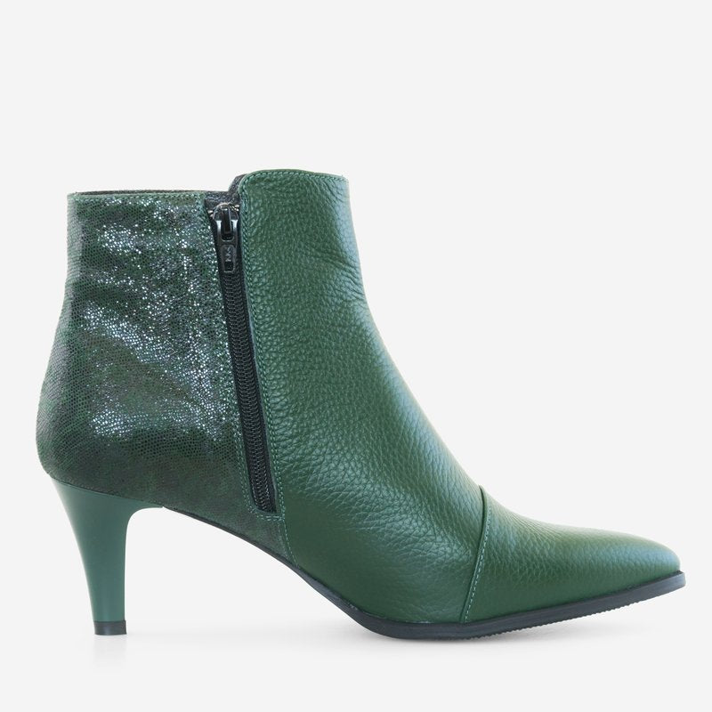Botine Stiletto Piele Verde Comod D26 - Orice Culoare
