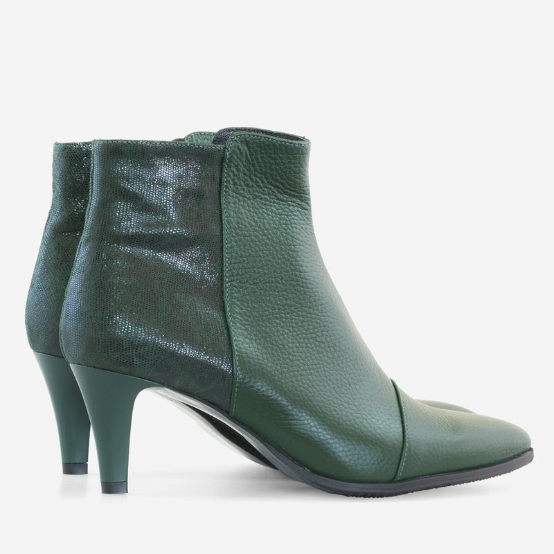 Botine Stiletto Piele Verde Comod D26 - Orice Culoare