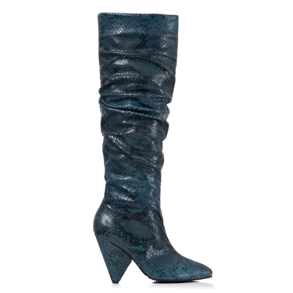 Cizme Piele Tip Sarpe Bleumarin Janet E2 - orice culoare