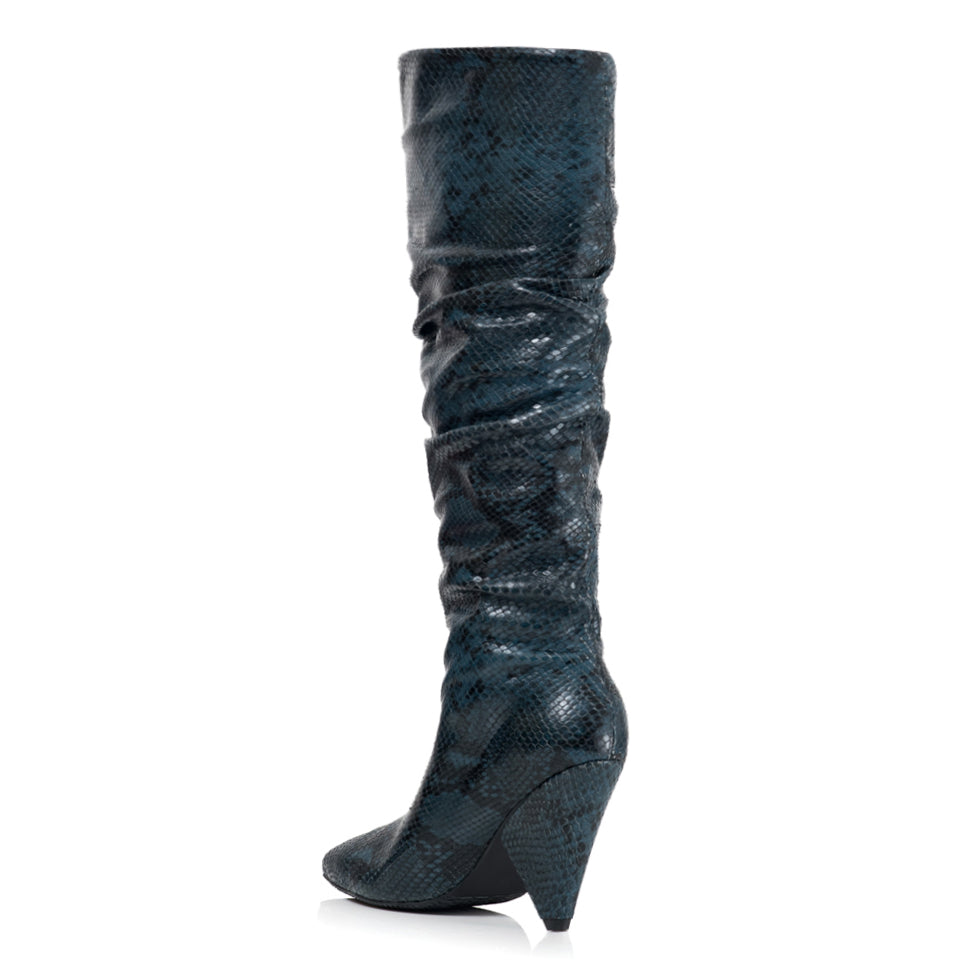Cizme Piele Tip Sarpe Bleumarin Janet E2 - orice culoare