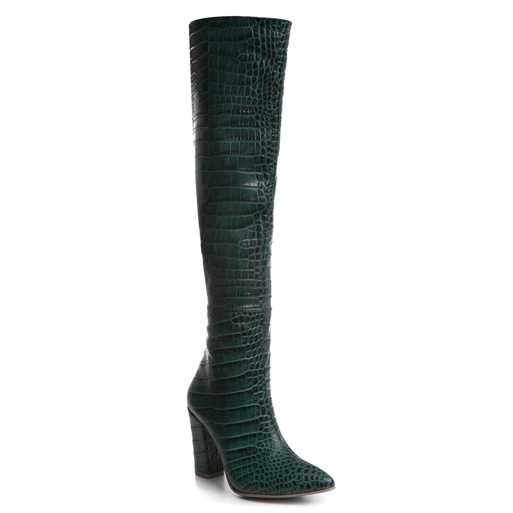 Cizme Piele Imprimeu Sarpe Verde Lia M1- orice culoare