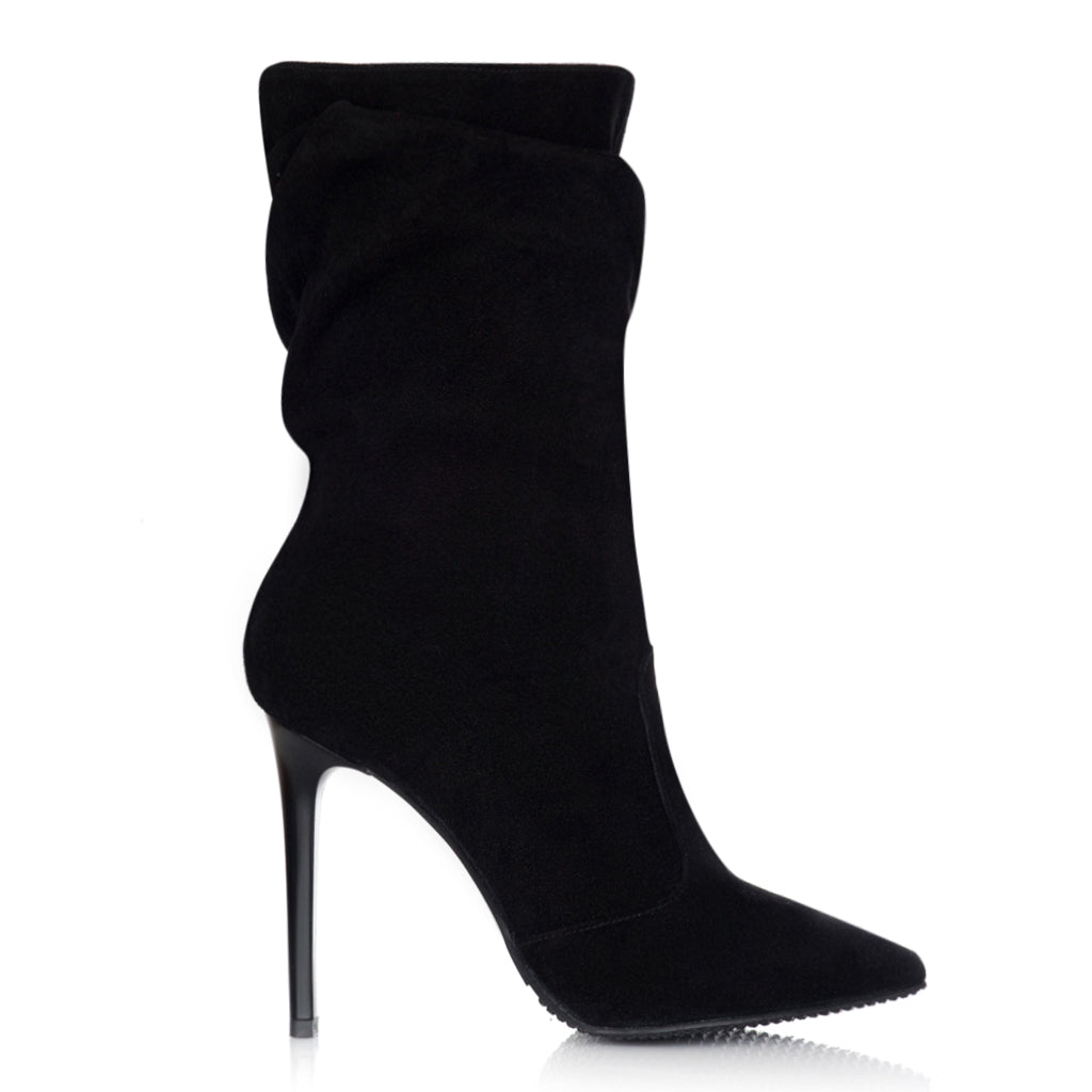Cizme Scurte Fronsate Piele Intoarsa Negru S14 - orice culoare