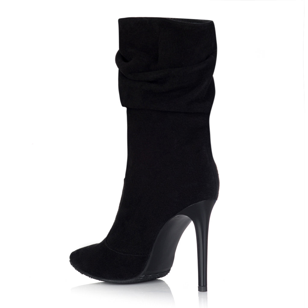 Cizme Scurte Fronsate Piele Intoarsa Negru S14 - orice culoare