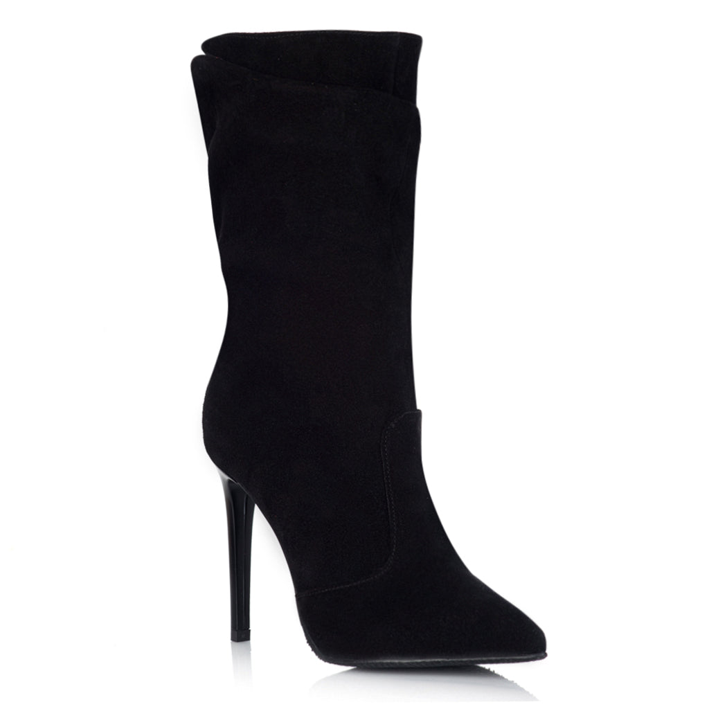 Cizme Scurte Fronsate Piele Intoarsa Negru S14 - orice culoare