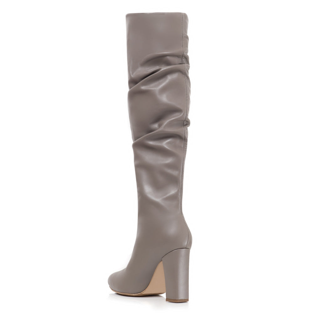 Cizme Stiletto Fronsate Piele Toc Gros  E4 - orice culoare