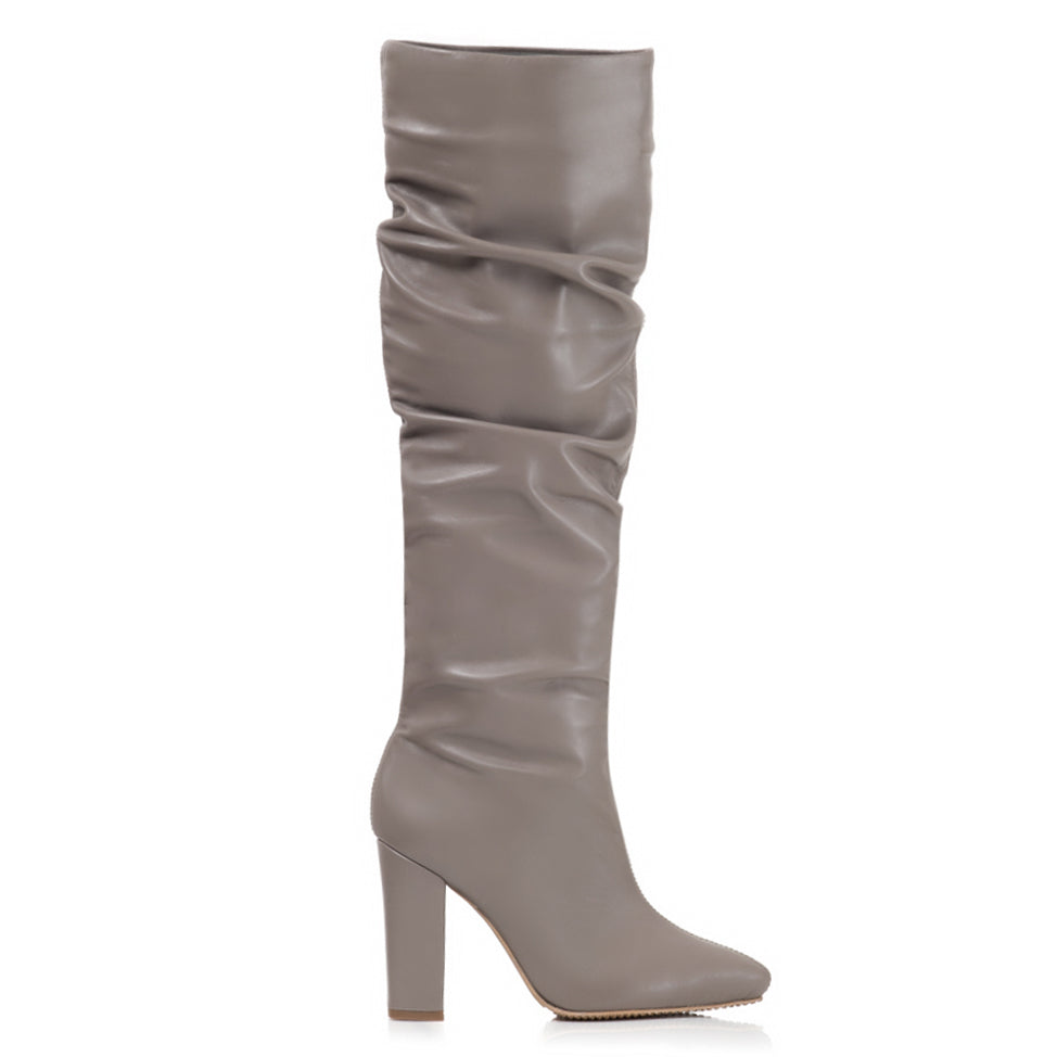 Cizme Stiletto Fronsate Piele Toc Gros  E4 - orice culoare