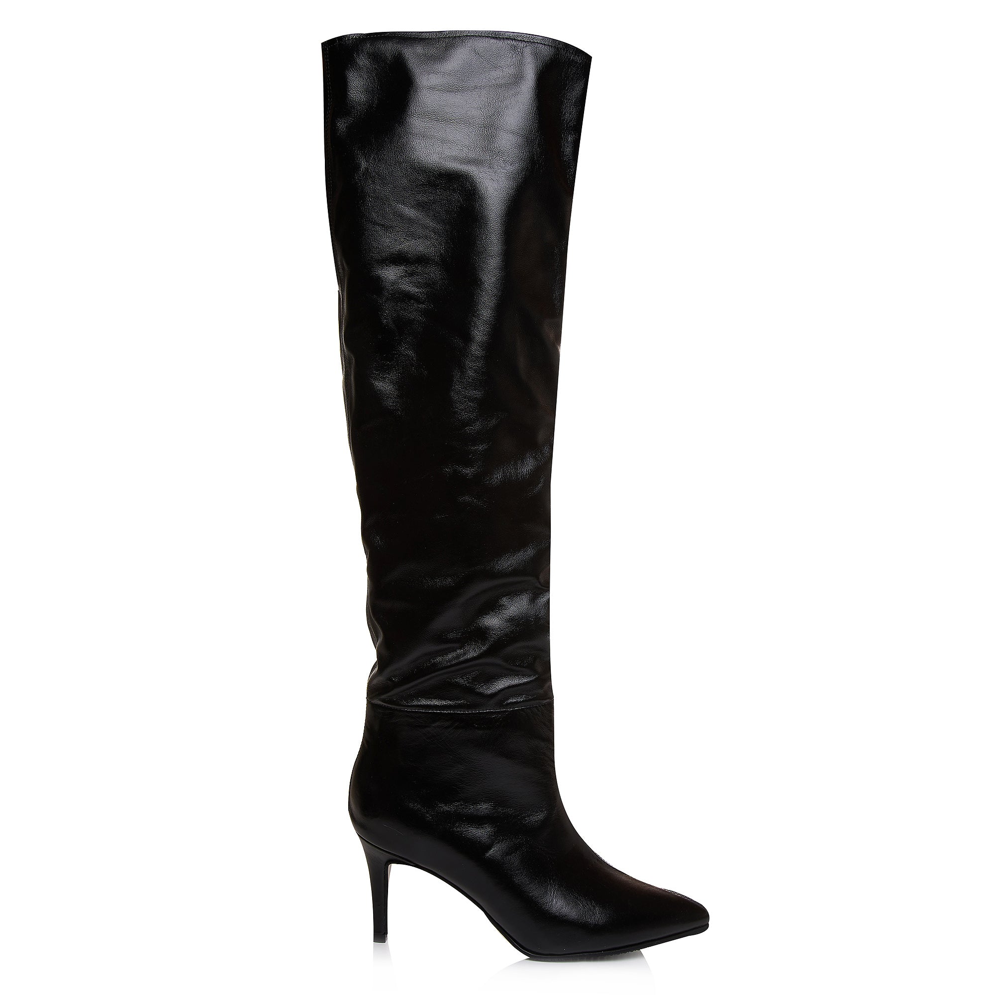 Cizme Stiletto Piele Naturala Negru Fronsate L31 - orice culoare