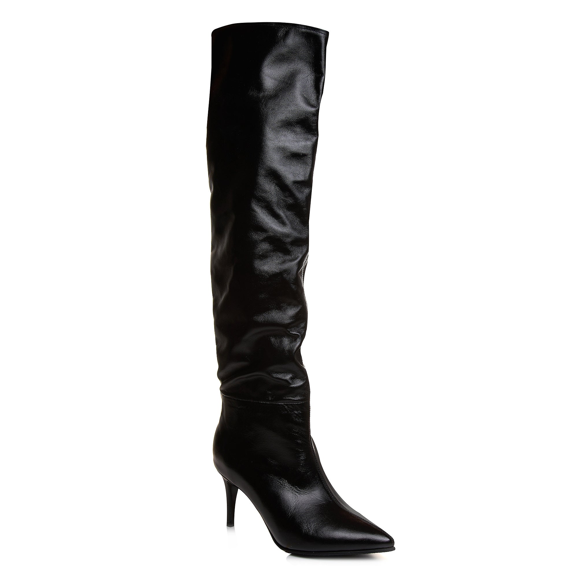Cizme Stiletto Piele Naturala Negru Fronsate L31 - orice culoare