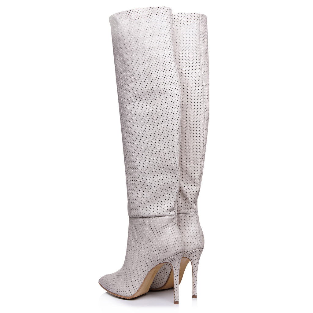 Cizme Stiletto Piele Naturala Perforata L30 - orice culoare