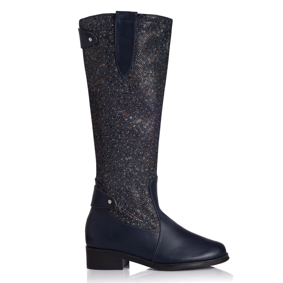 Cizme Piele Bleumarin cu Model Andre T2 - orice culoare