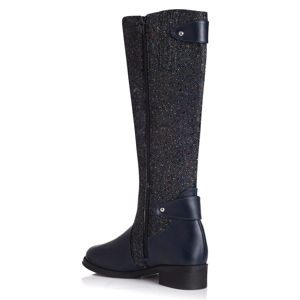 Cizme Piele Bleumarin cu Model Andre T2 - orice culoare