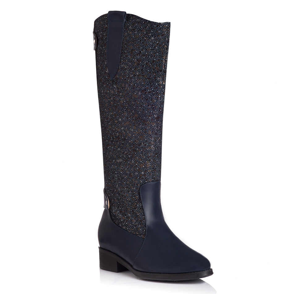 Cizme Piele Bleumarin cu Model Andre T2 - orice culoare