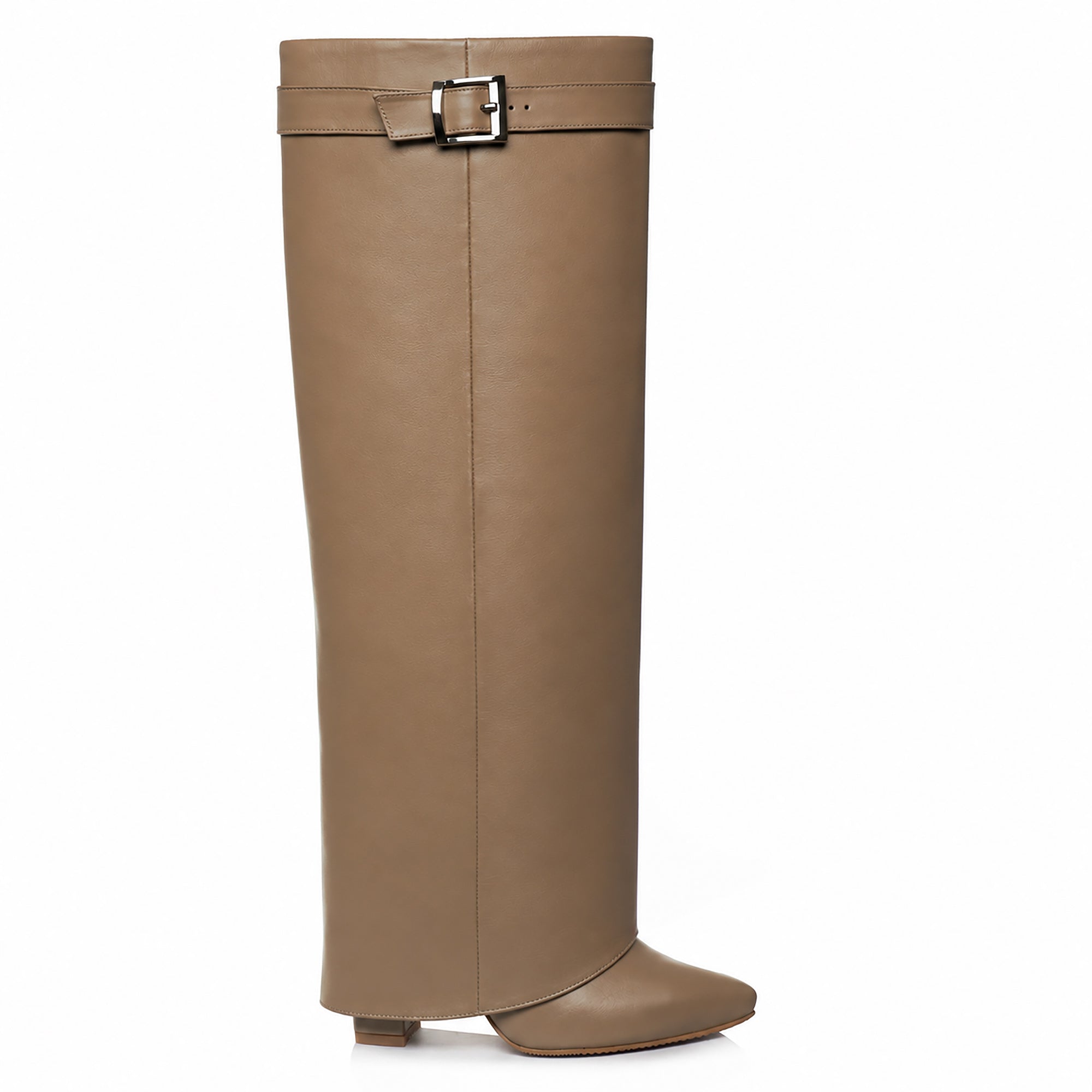 Cizme cu toc tip pantalon piele naturala bej - orice culoare