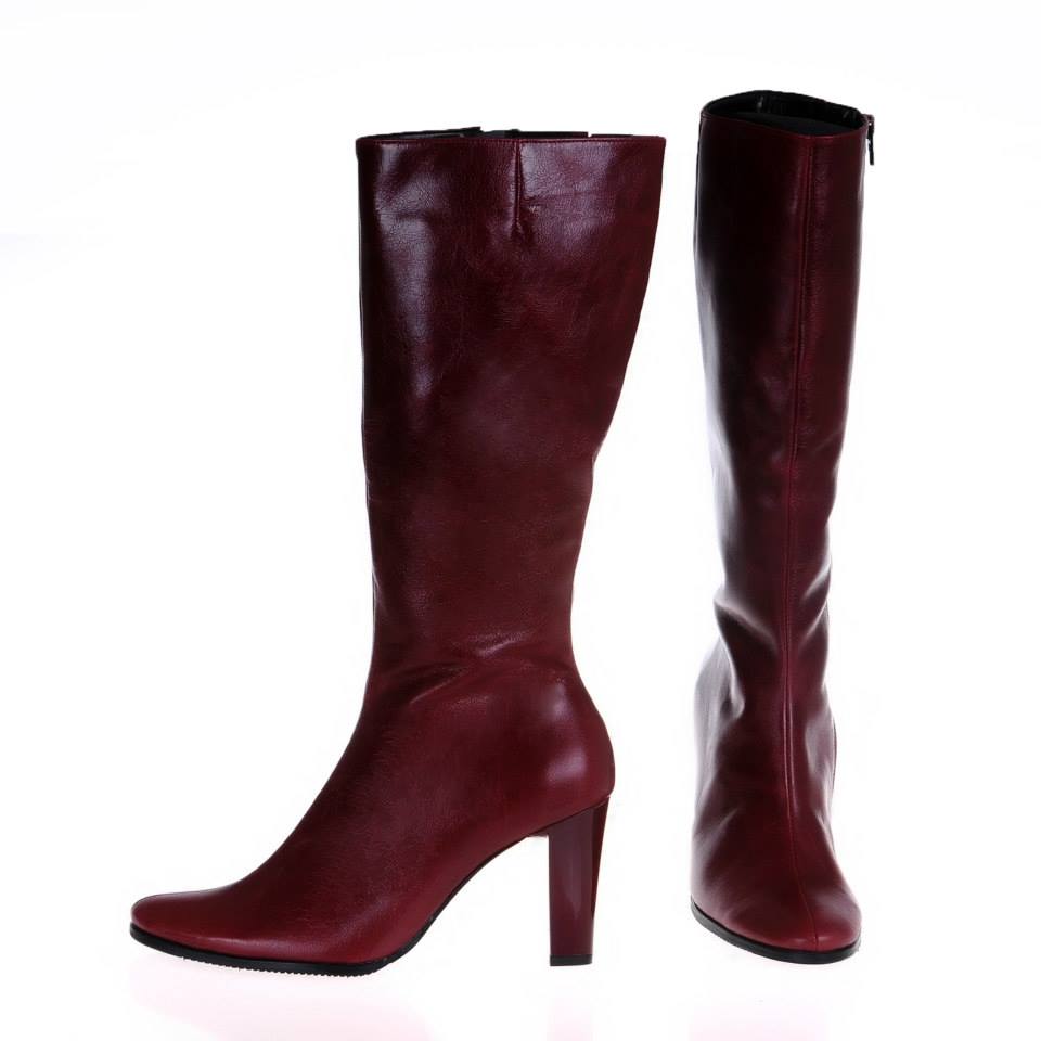 Cizme Carmi 2 cu toc piele naturala, disponibile pe orice culoare - visiniu