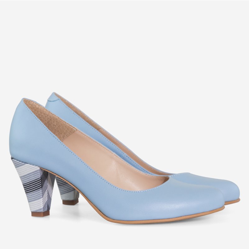 Pantofi Piele Bleu Toc Mic Comod D45 - orice culoare