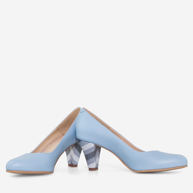 Pantofi Piele Bleu Toc Mic Comod D45 - orice culoare