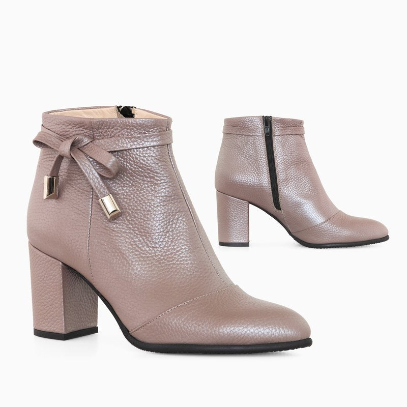 Botine Piele Naturala Grej Annia D4 - Orice Culoare