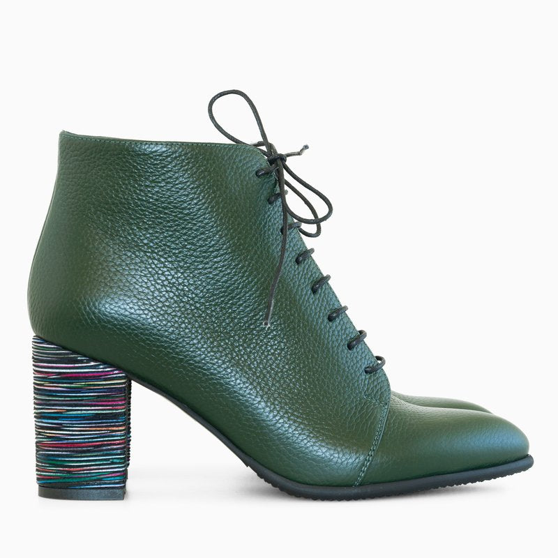 Ghete Piele Verde Toc Mic Comod D5- Orice Culoare