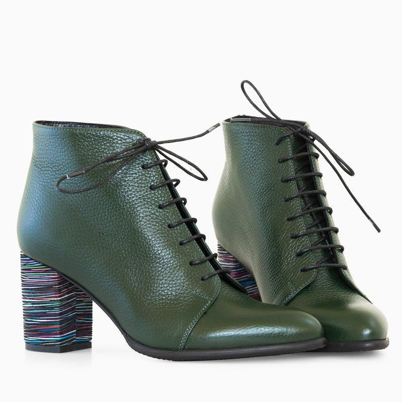 Ghete Piele Verde Toc Mic Comod D5- Orice Culoare
