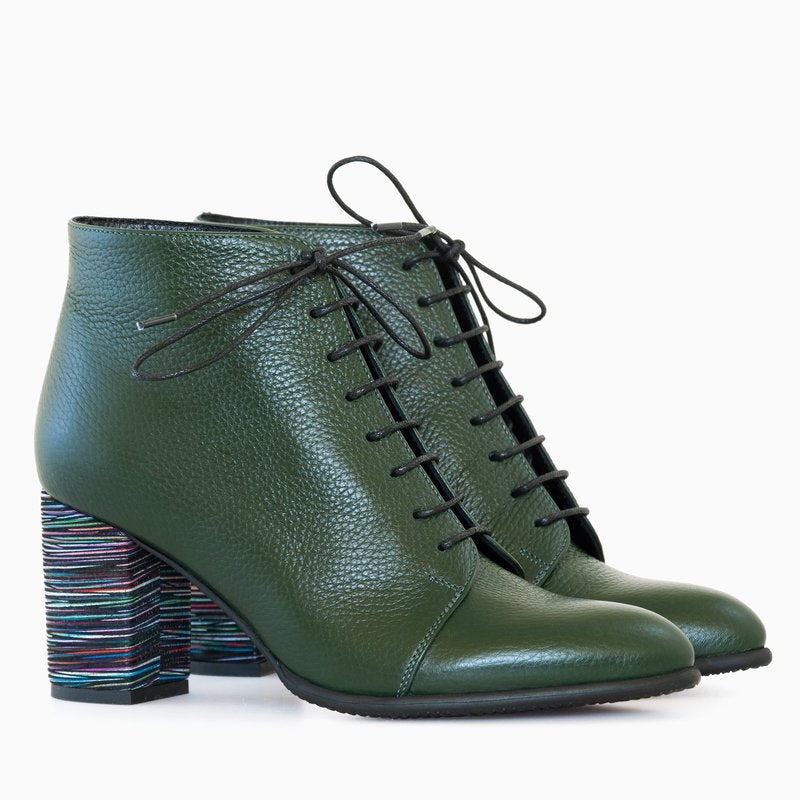 Ghete Piele Verde Toc Mic Comod D5- Orice Culoare