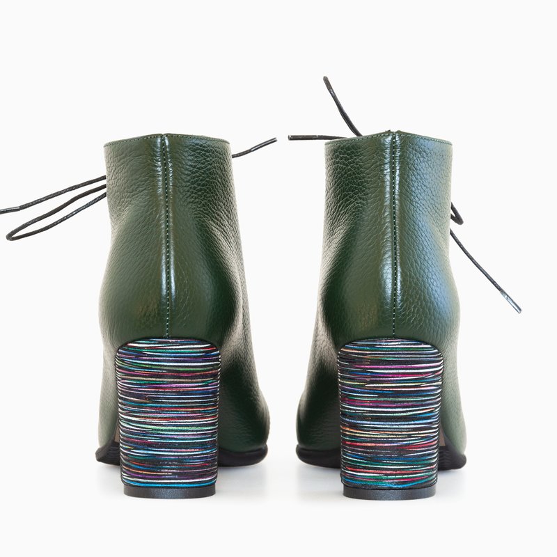 Ghete Piele Verde Toc Mic Comod D5- Orice Culoare