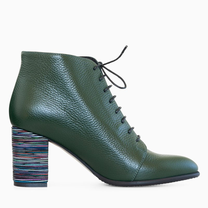 Ghete Piele Verde Toc Mic Comod D5- Orice Culoare