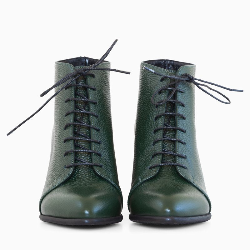 Ghete Piele Verde Toc Mic Comod D5- Orice Culoare