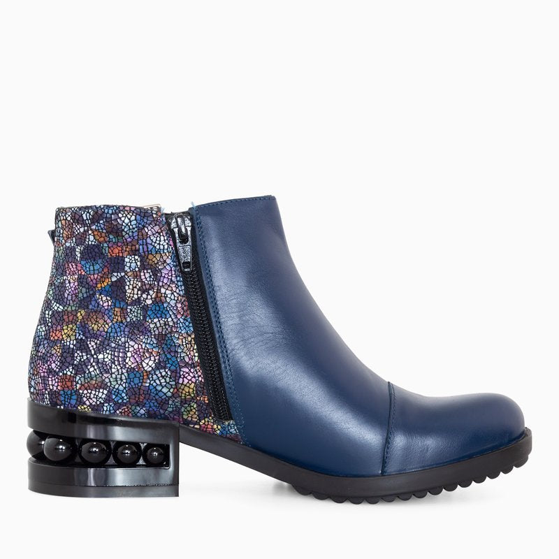 Ghete Dama PIele Bleumarin/Multicolor D51 - Orice Culoare