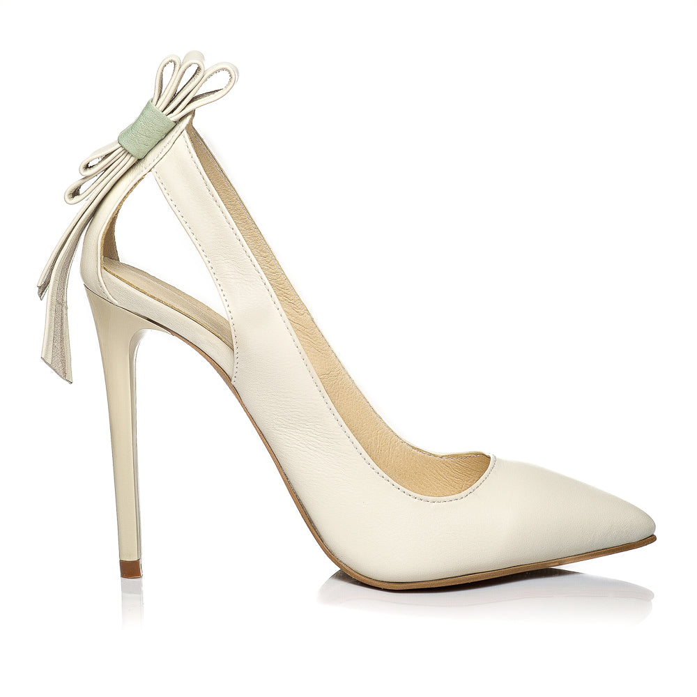 Pantofi Stiletto Ria C15 Piele Crem  - orice culoare