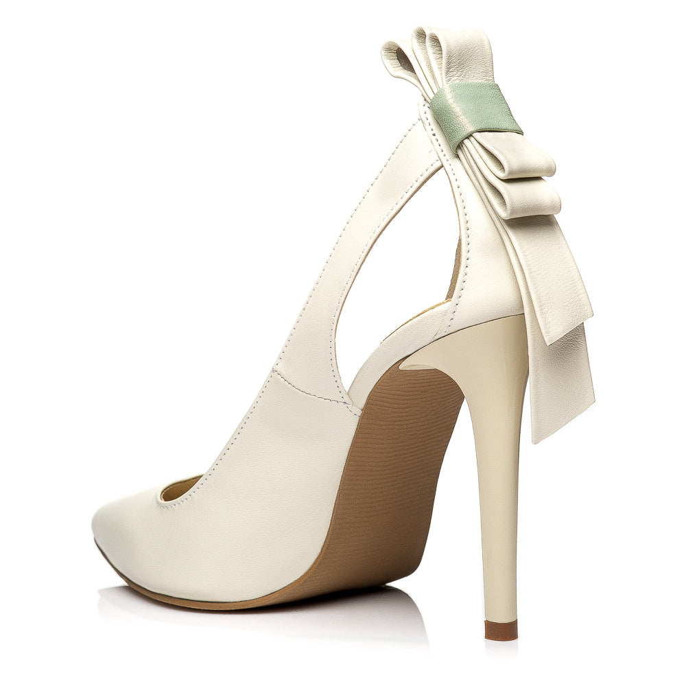 Pantofi Stiletto Ria C15 Piele Crem  - orice culoare