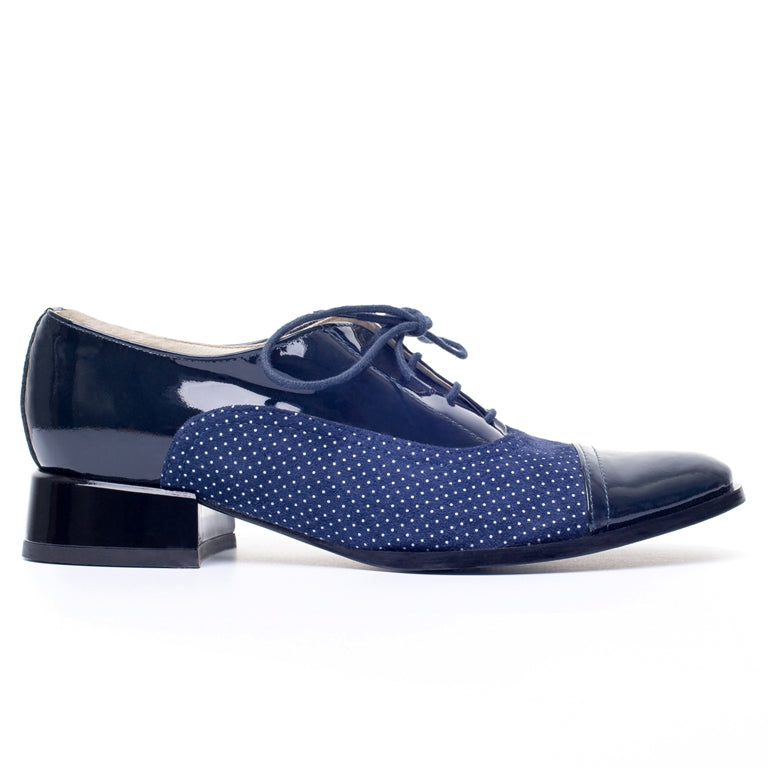Pantofi Oxford Combi piele bleumarin Buline - orice culoare