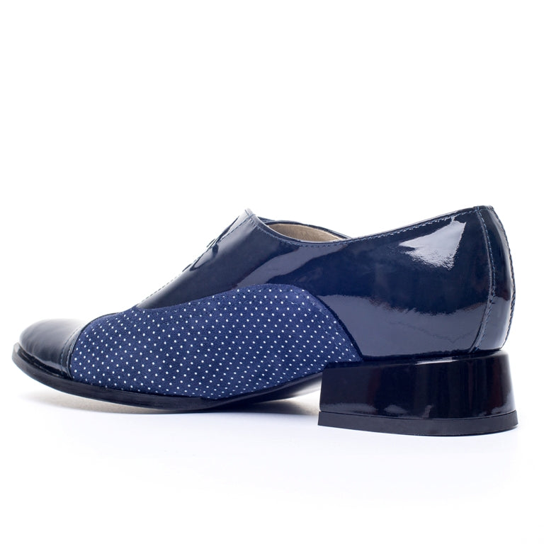 Pantofi Oxford Combi piele bleumarin Buline - orice culoare