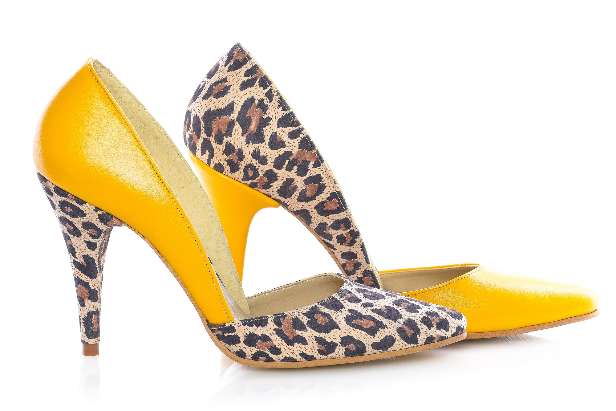 Pantofi Dama Stiletto M1 Piele Galben Animal Print -  orice culoare