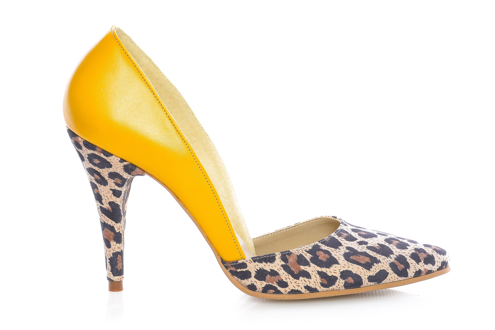 Pantofi Dama Stiletto M1 Piele Galben Animal Print -  orice culoare