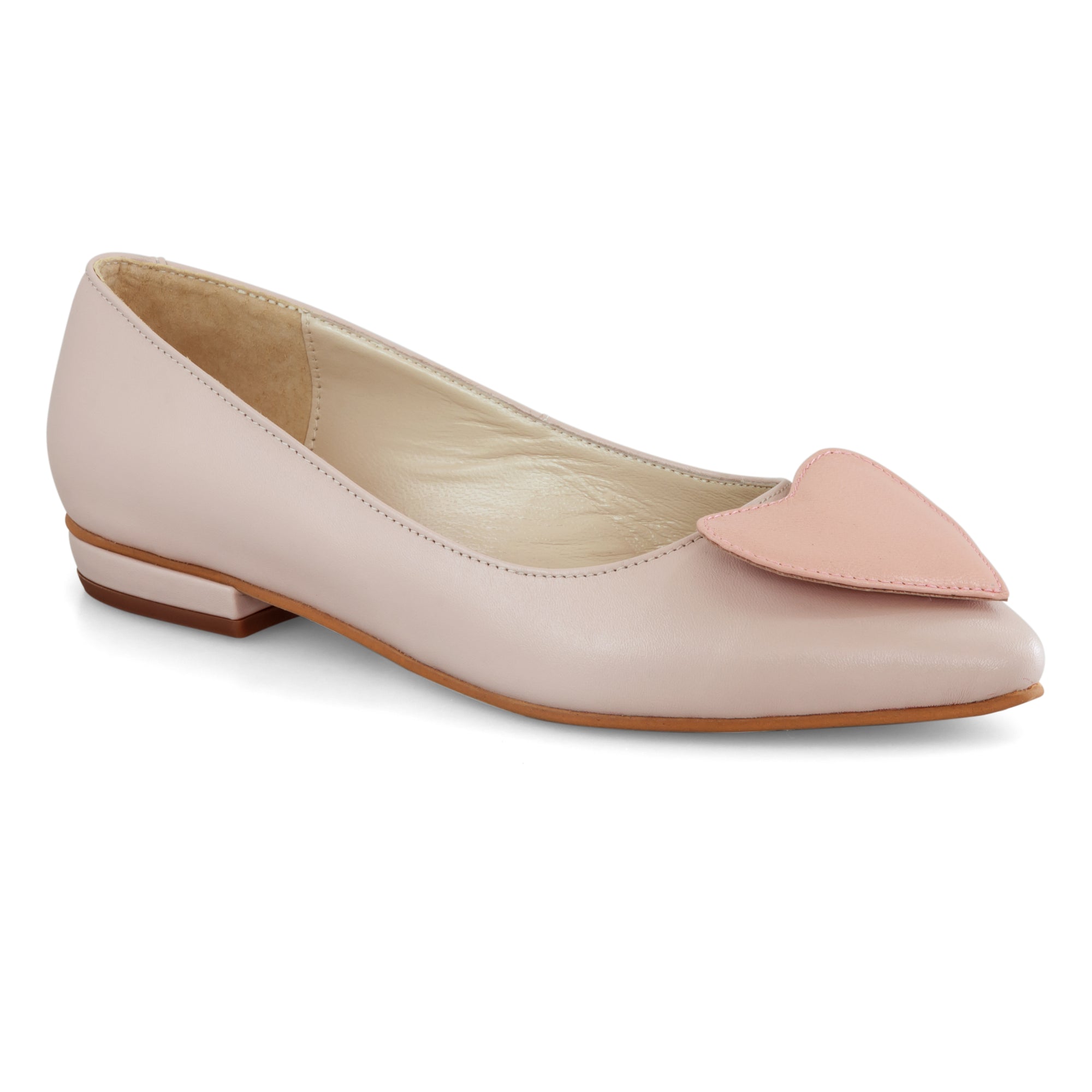 Balerini piele Nude-Roze Heart - orice culoare