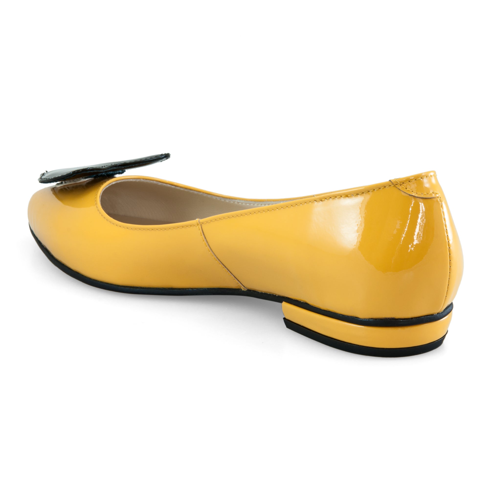 Balerini piele lacuita Galben Heart - orice culoare