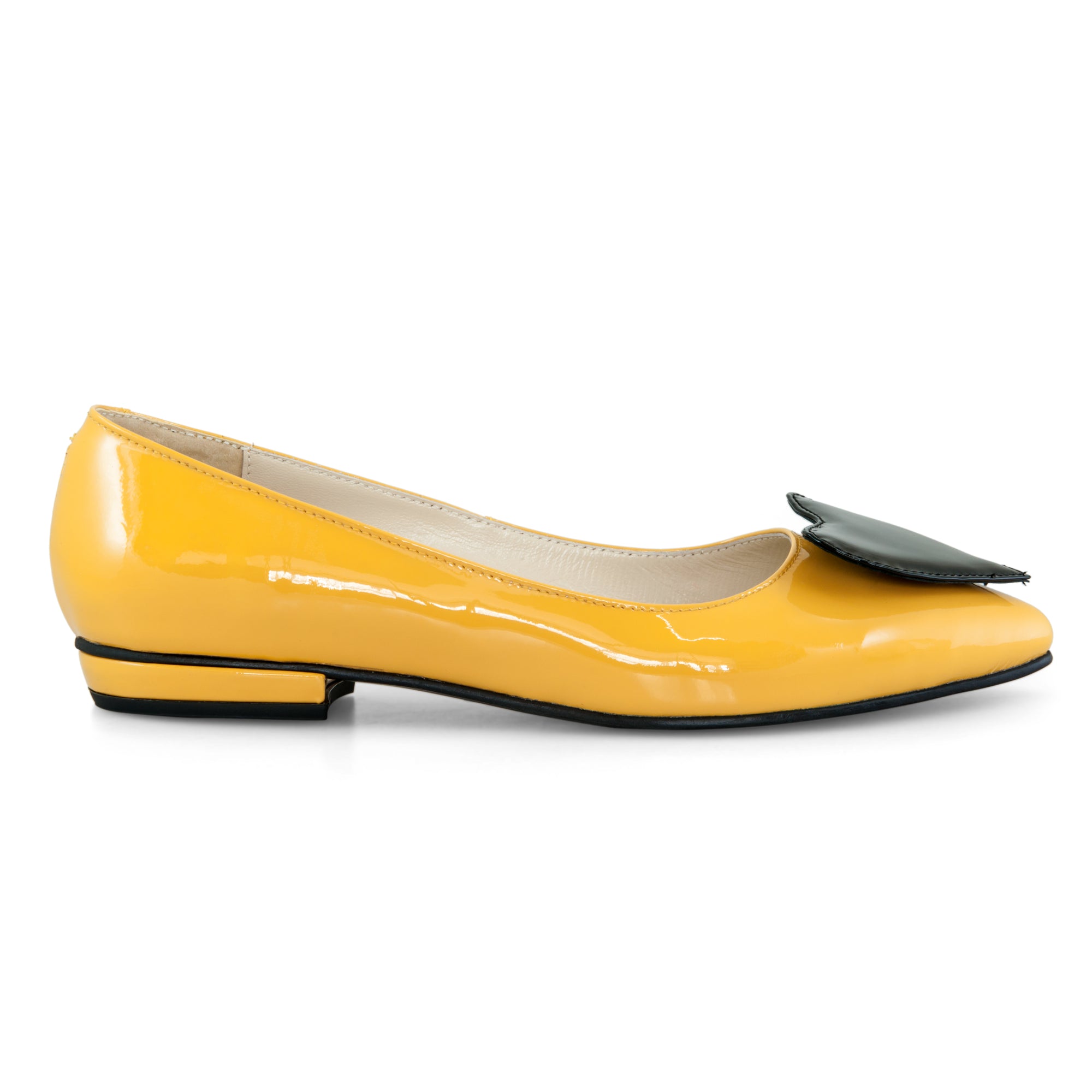 Balerini piele lacuita Galben Heart - orice culoare