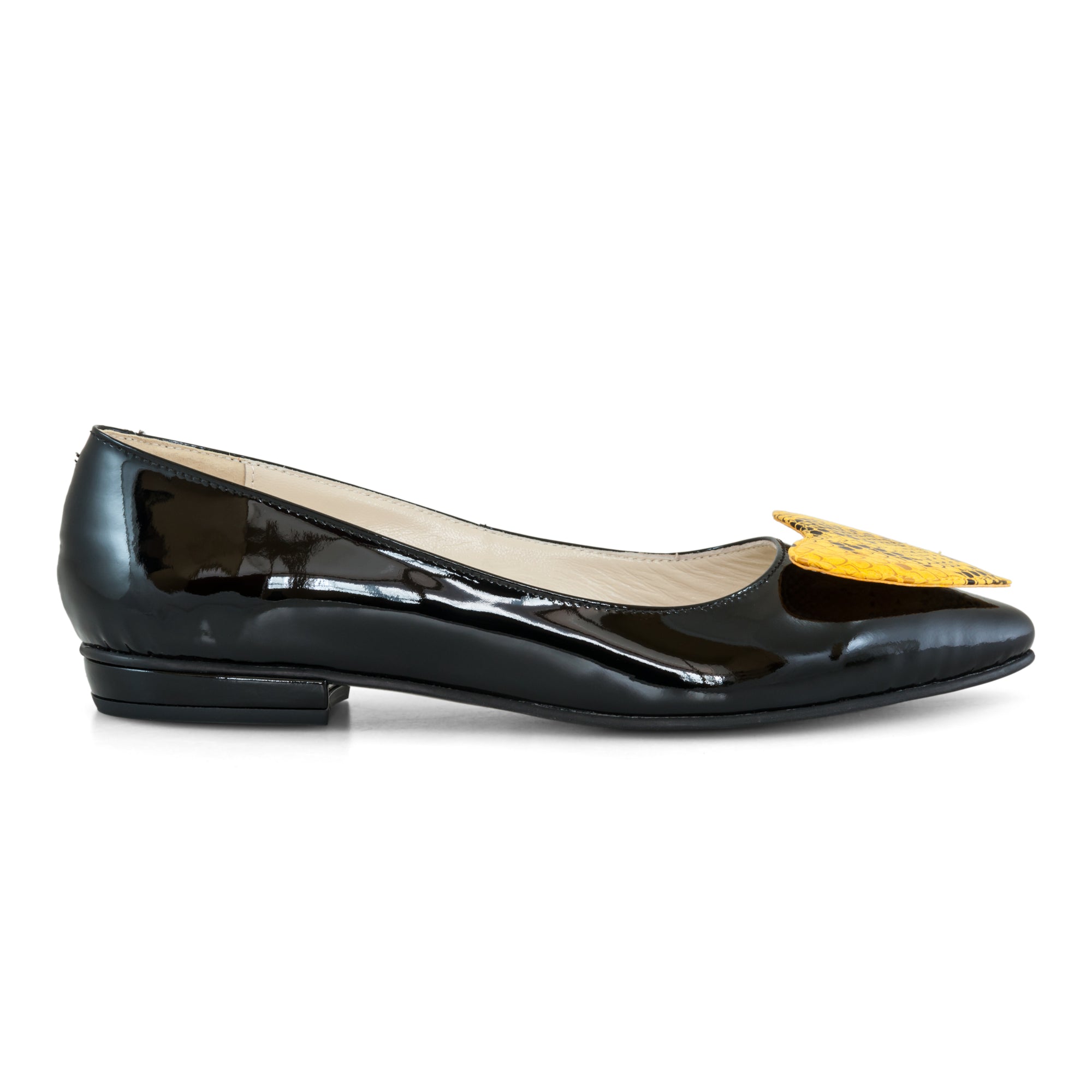 Balerini piele lacuita Negru Heart - orice culoare