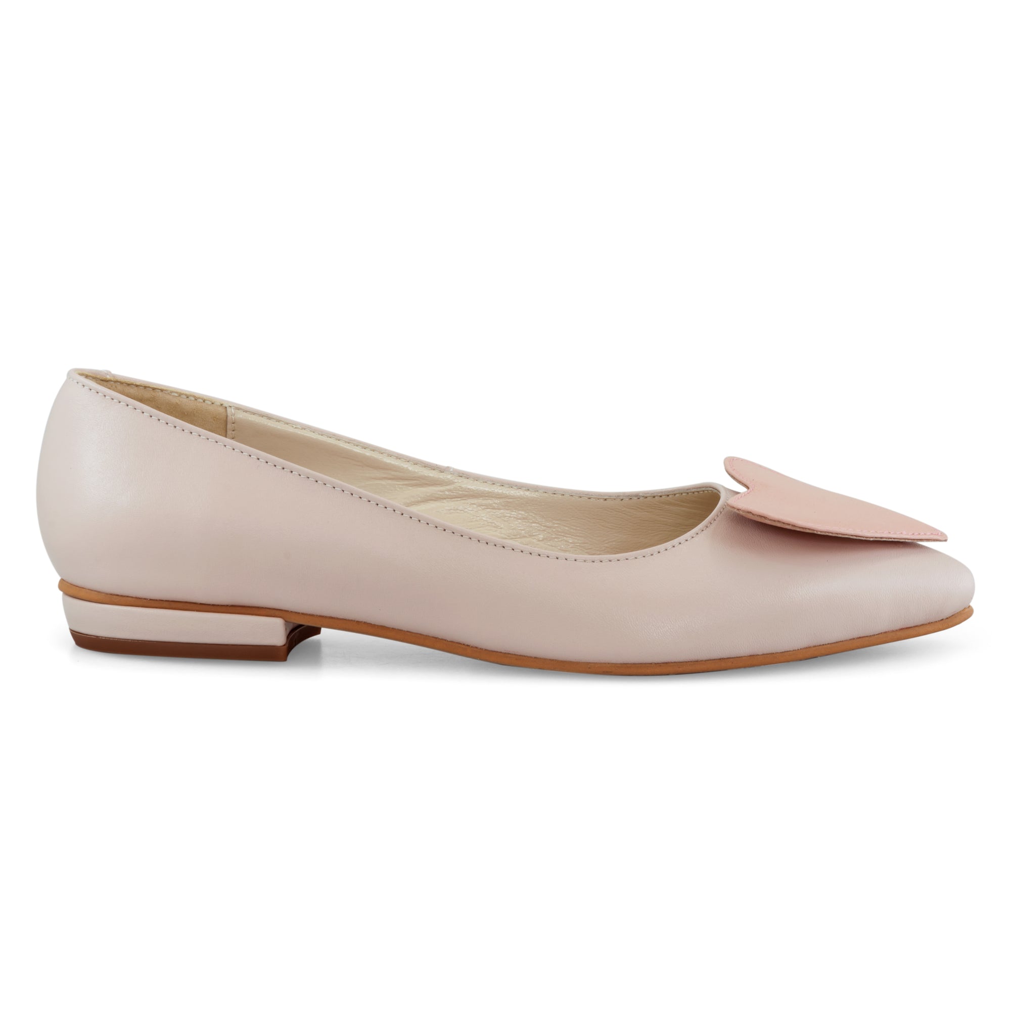 Balerini piele Nude-Roze Heart - orice culoare