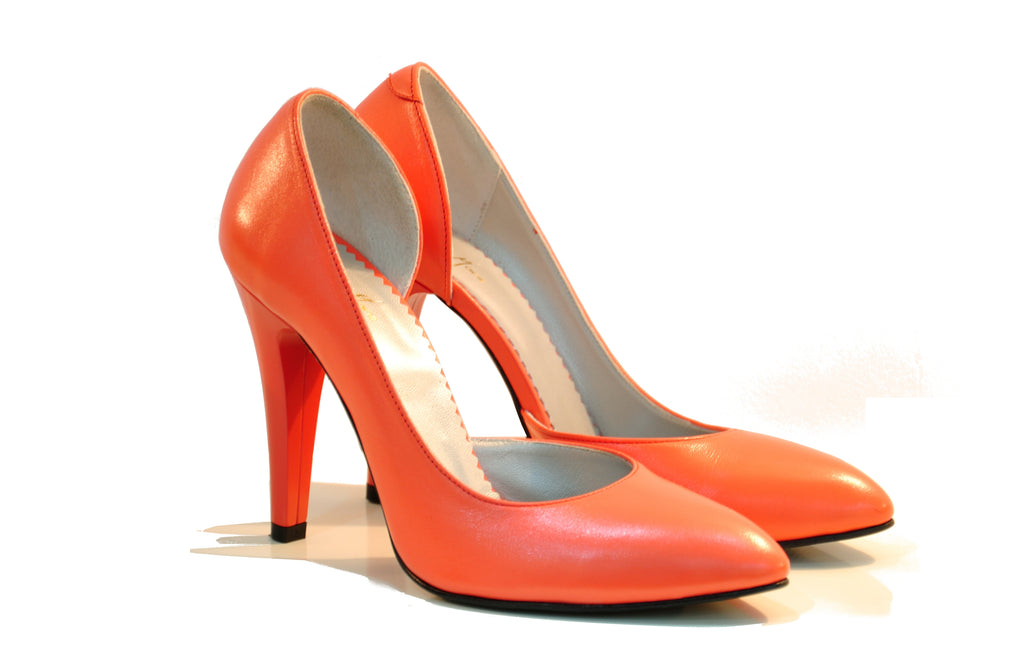 Pantofi dama piele naturala Elegant  Corai- disponibili pe orice culoare
