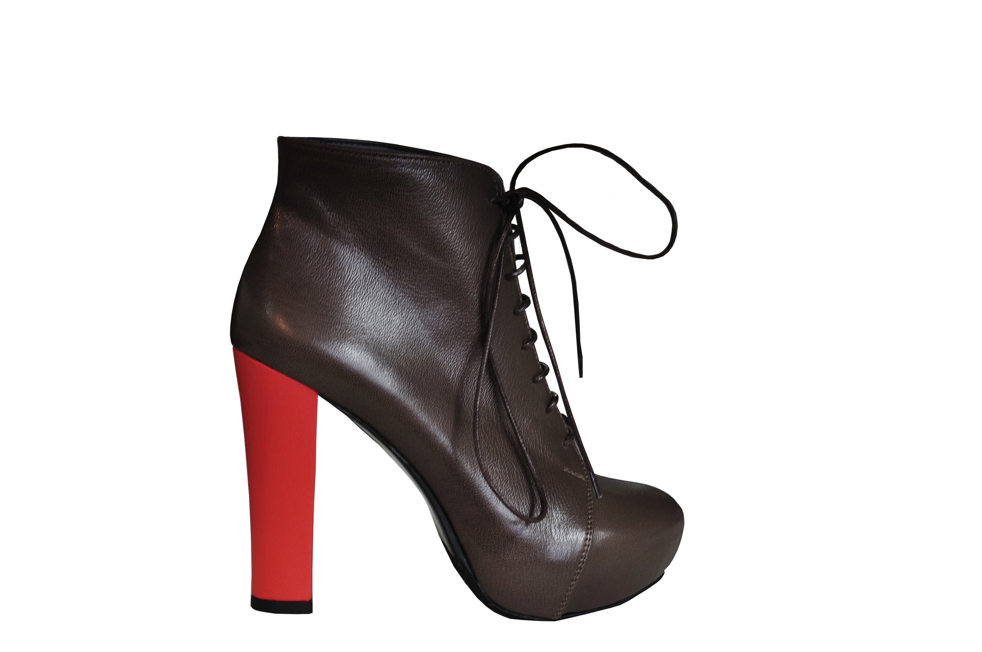 Botine Classy cu siret si toc in doua culori la alegere